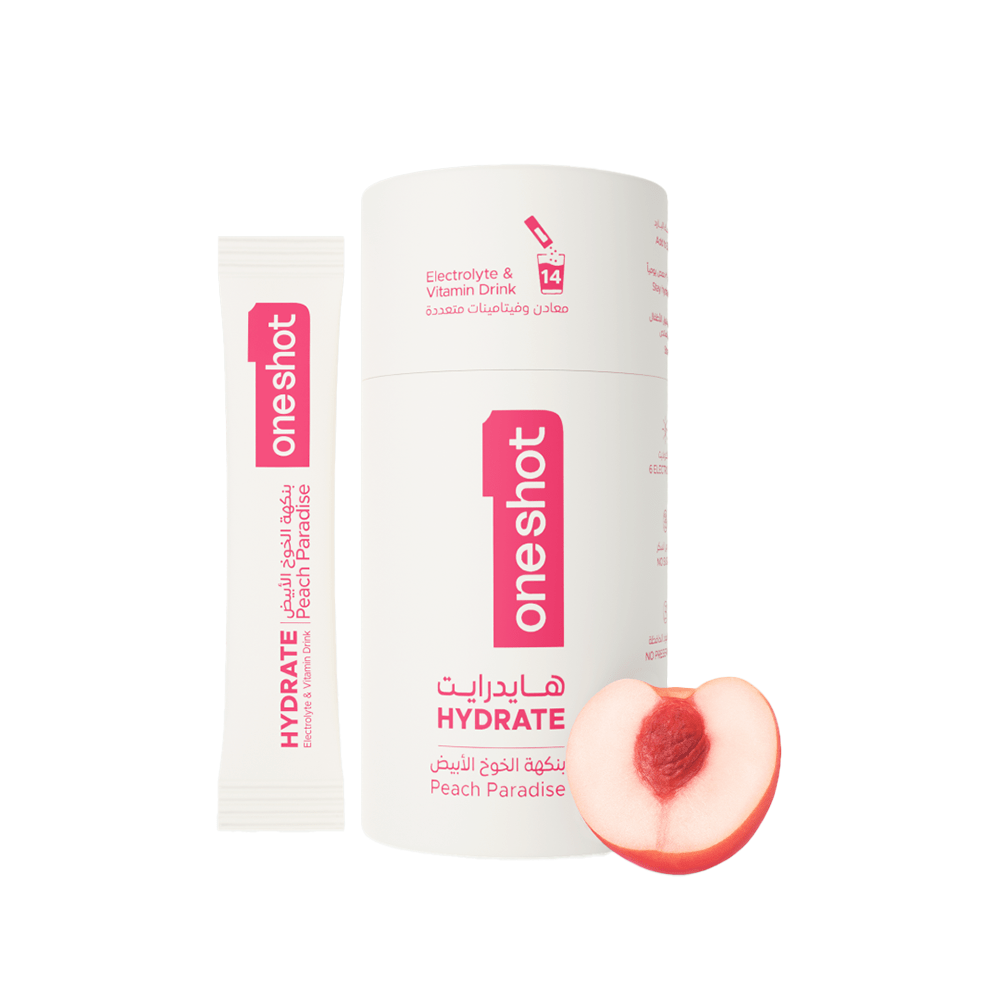 Oneshot Hydrate  Electrolyte & Vitamin Drink Mix  White Peach (14 Sticks) — Oneshot