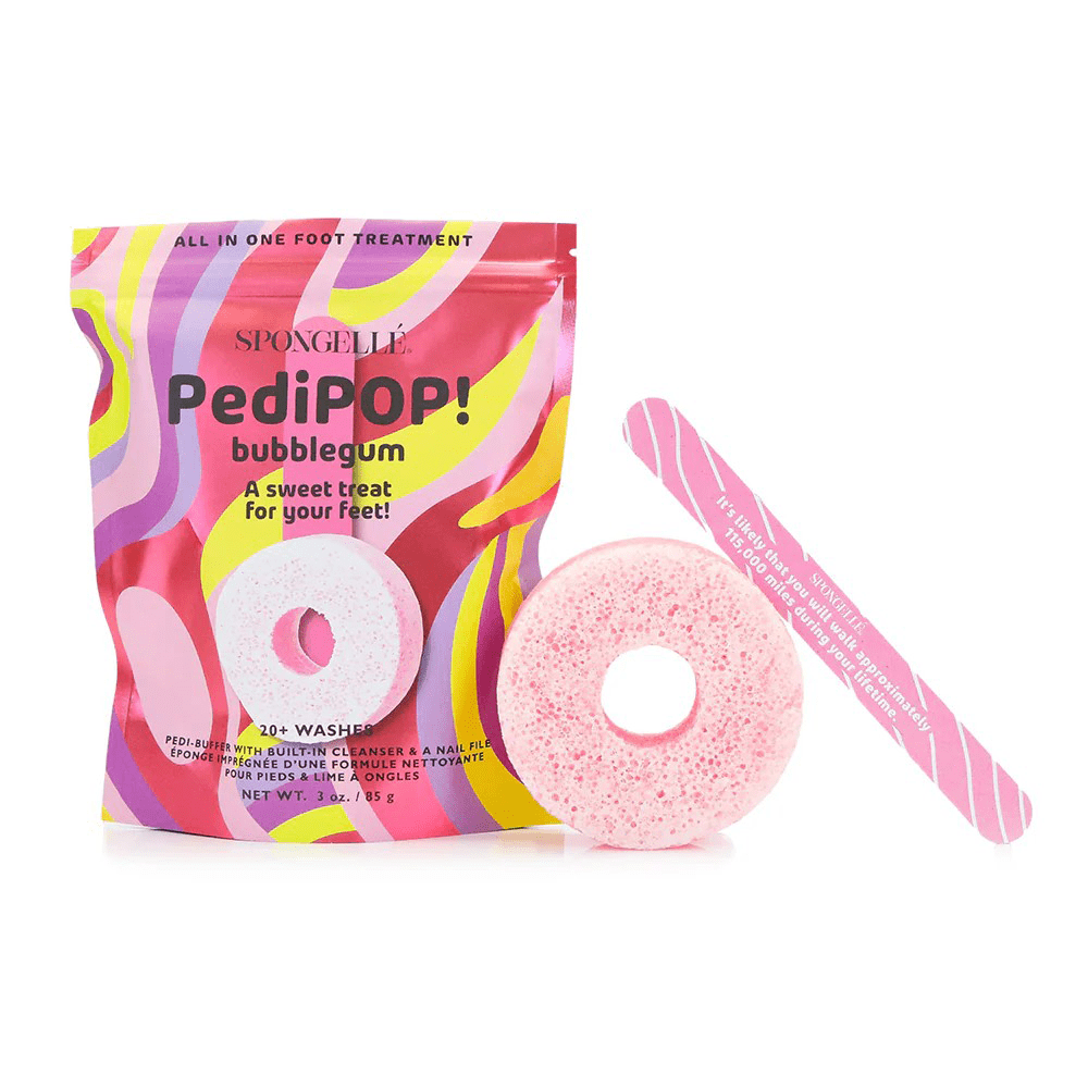 Spongelle Pedi Pop Bubblegum Foot Buffer & Nail File 85 g (20+ Uses) — Spongelle