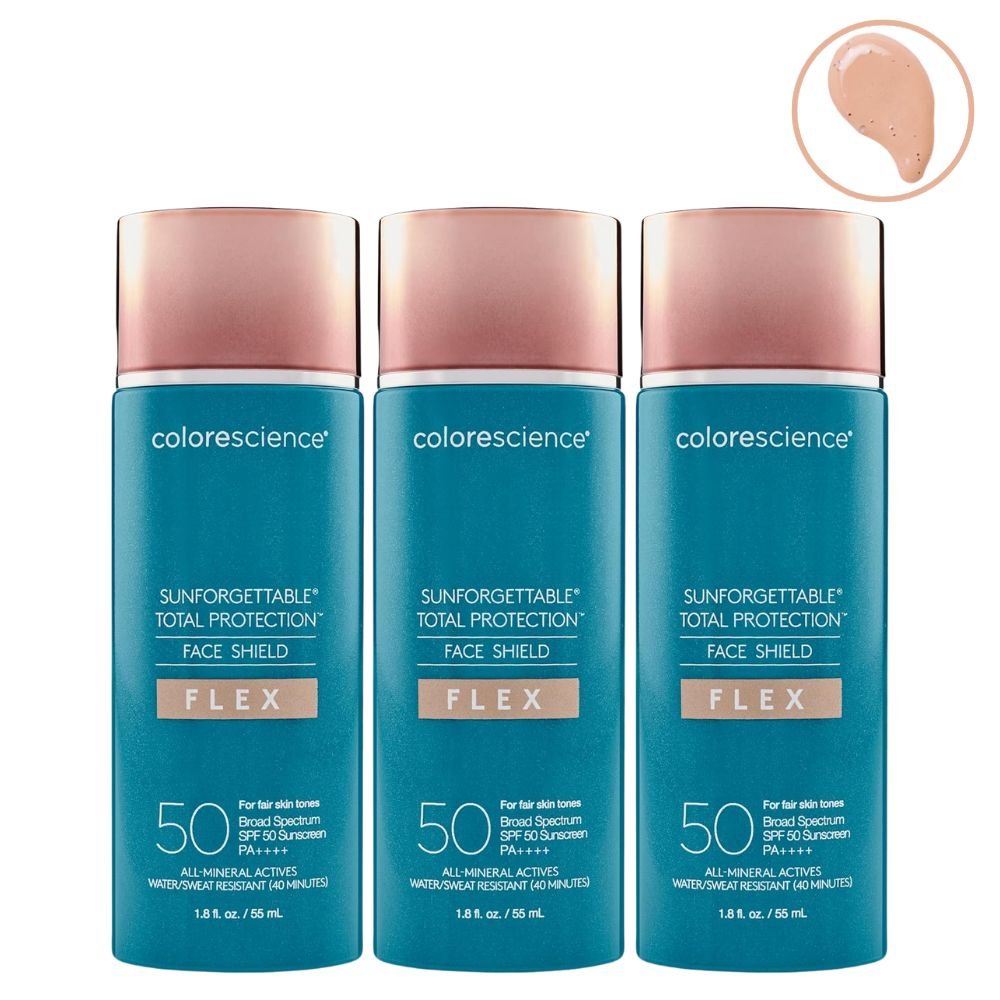 Colorescience Sunforgettable Total Protection Face Shield Flex SPF 50 Fair 55ml 3 Pack Set — Colorescience