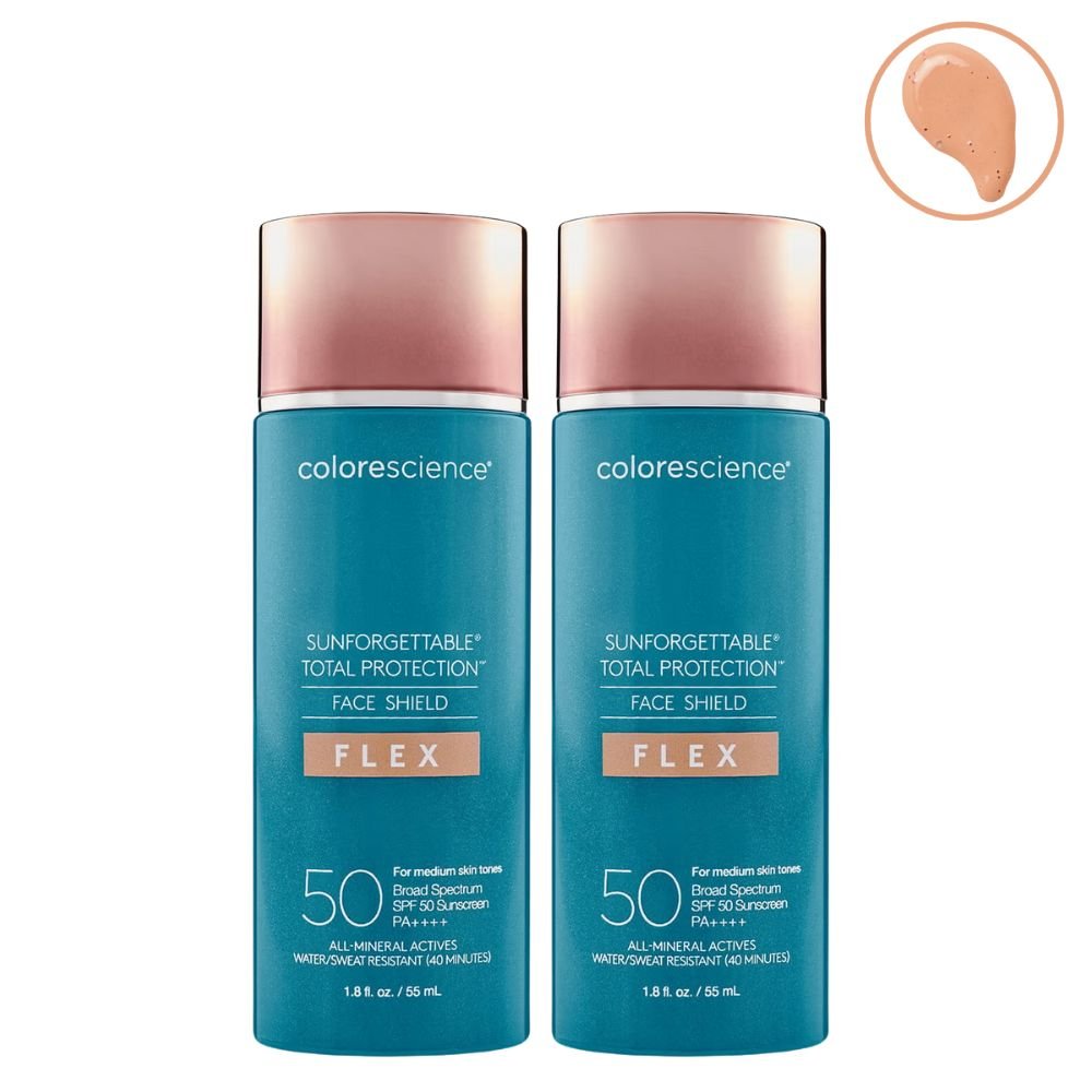 Colorescience Sunforgettable Total Protection Face Shield Flex SPF 50 Medium 55ml 2 Pack Set — Colorescience