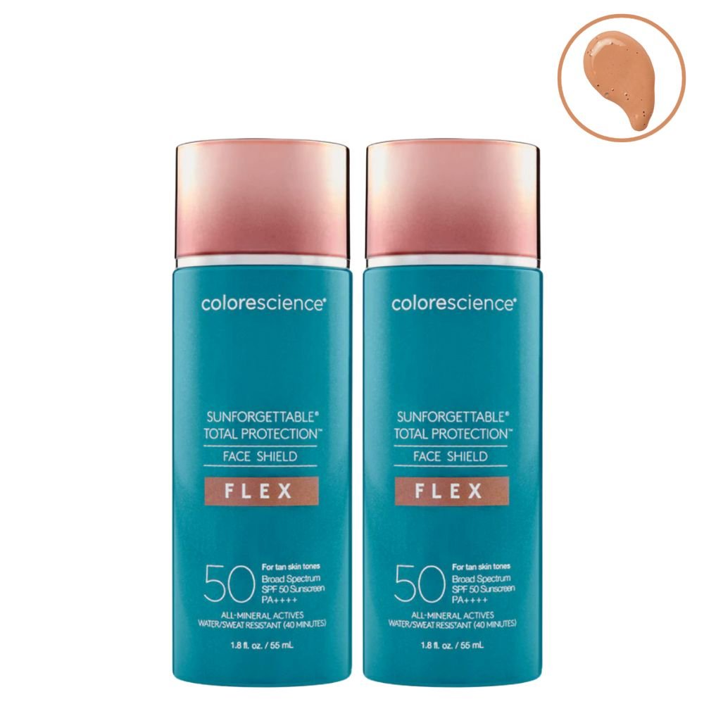 Colorescience Sunforgettable Total Protection Face Shield Flex SPF 50 Tan 55ml 2 Pack Set — Colorescience