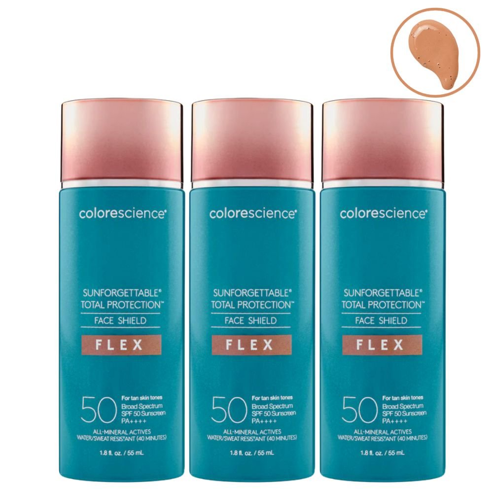 Colorescience Sunforgettable Total Protection Face Shield Flex SPF 50 Tan 55ml 3 Pack Set — Colorescience