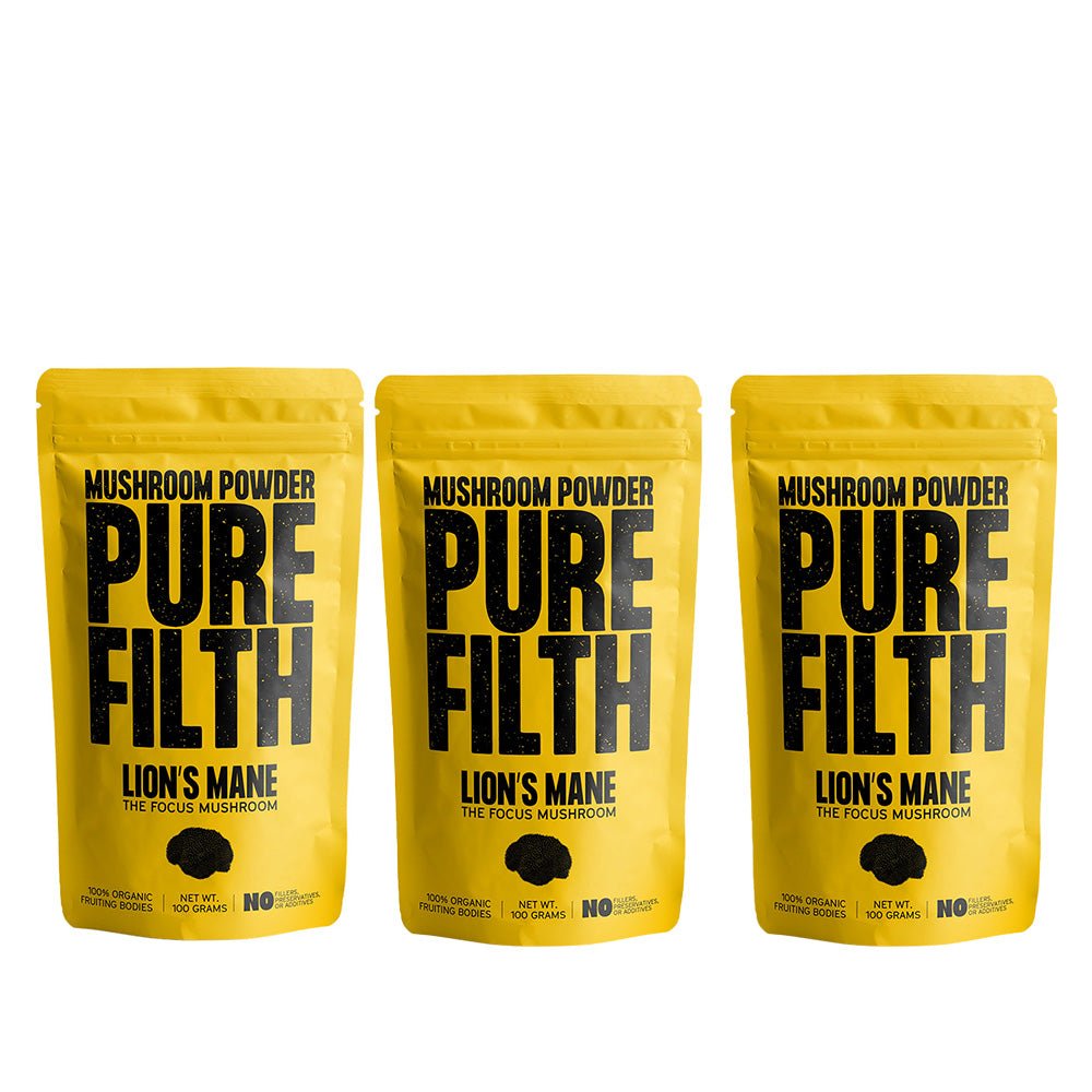 Pure Filth Lion's Mane Mushroom Extract Powder 100g 3 Pack Set — Pure Filth