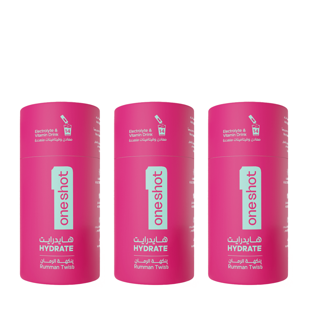 Oneshot Hydrate Electrolyte & Vitamin Drink Mix Rumman (Pomegranate) Twist 3 Pack Set — Oneshot