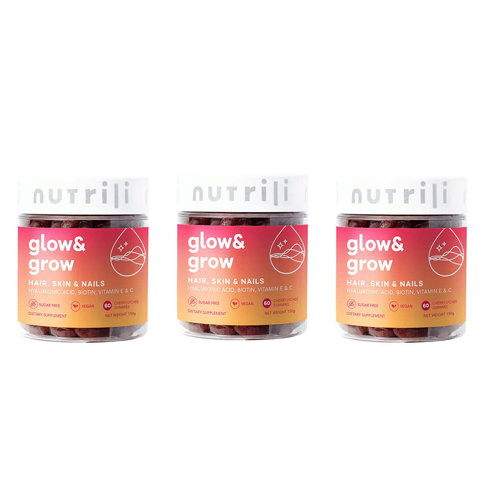 Nutrili Glow & Grow 60 Sugar Free Gummies Hair Skin Nails 3 Pack Set — Nutrili